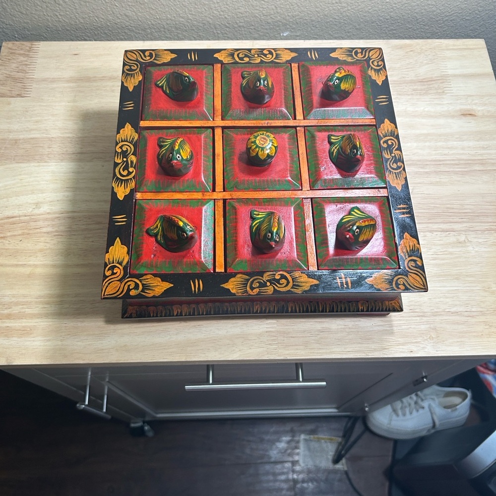 Handcrafted Wooden Tic-Tac-Toe Game